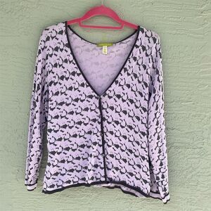 Sigrid Olsen Women's Purple Floral 2-Piece Cardigan & Tank Set M